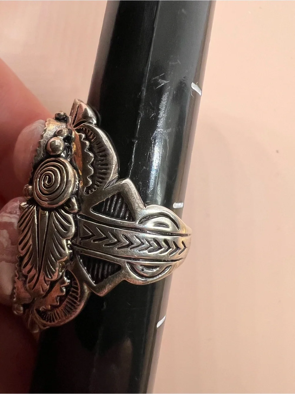 Sterling Silver Pink Rhodochrosite Statement BBJ Ring